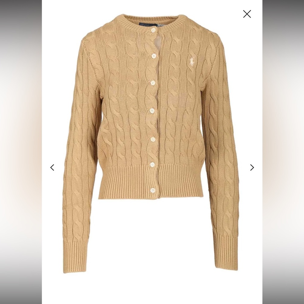 Ralph Lauren Camel Cable Knit Cardigan